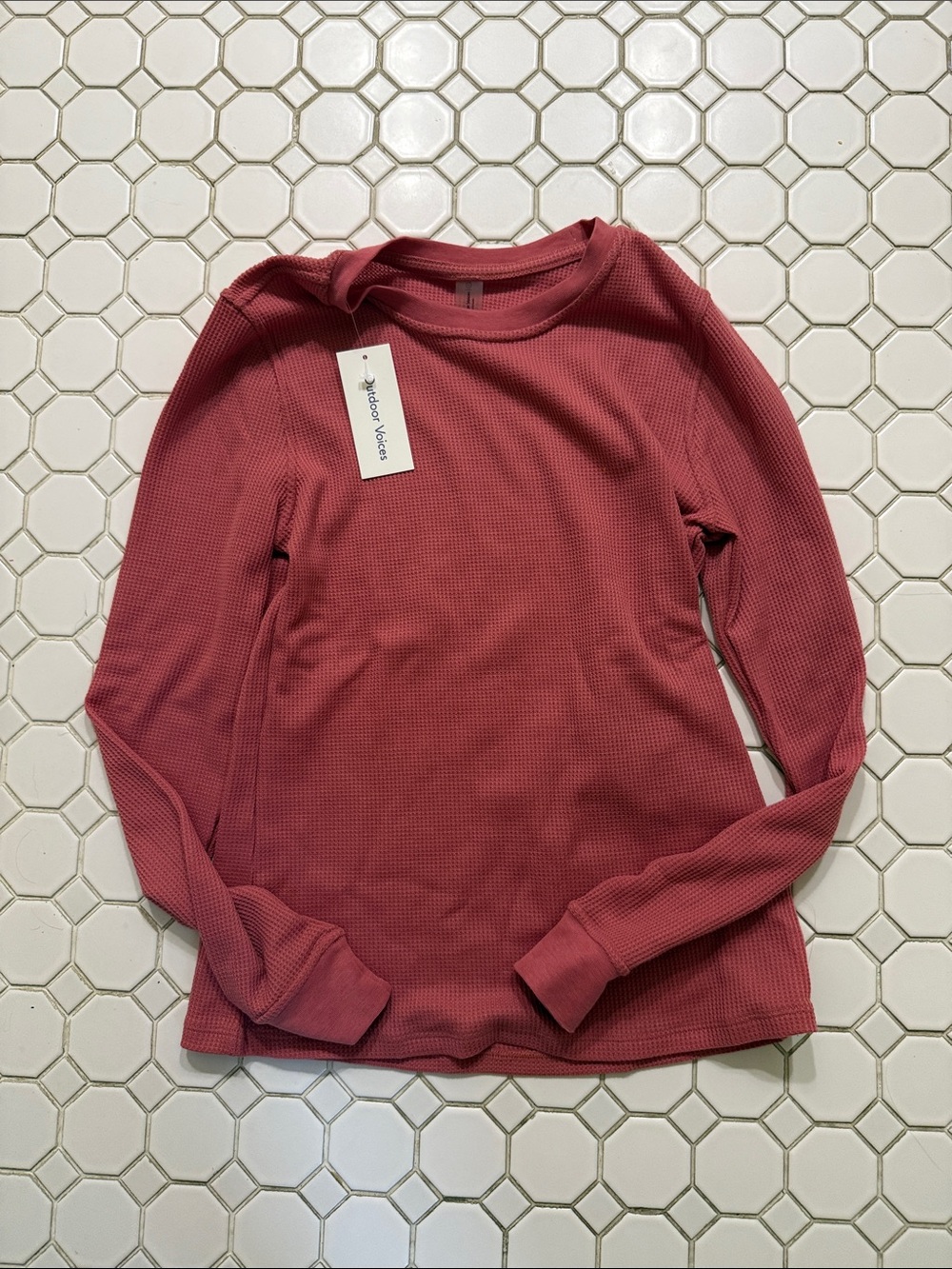 Outdoor Voices Waffle Long Sleeve Top - Rose